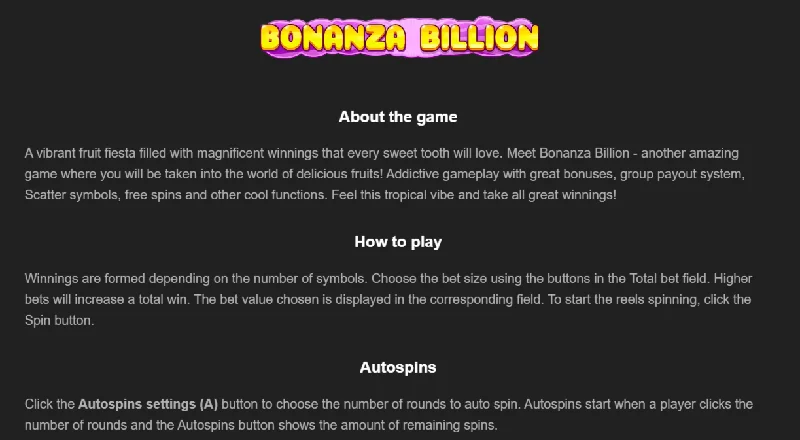 Bonanza Billion skjámynd