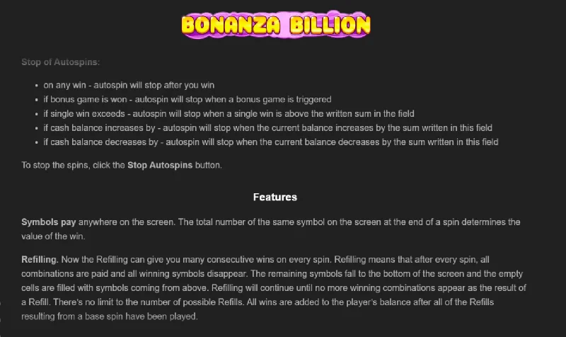 Bonanza Billion skjámynd