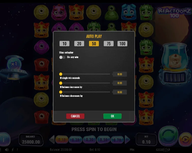 Reactoonz 100 skjámynd